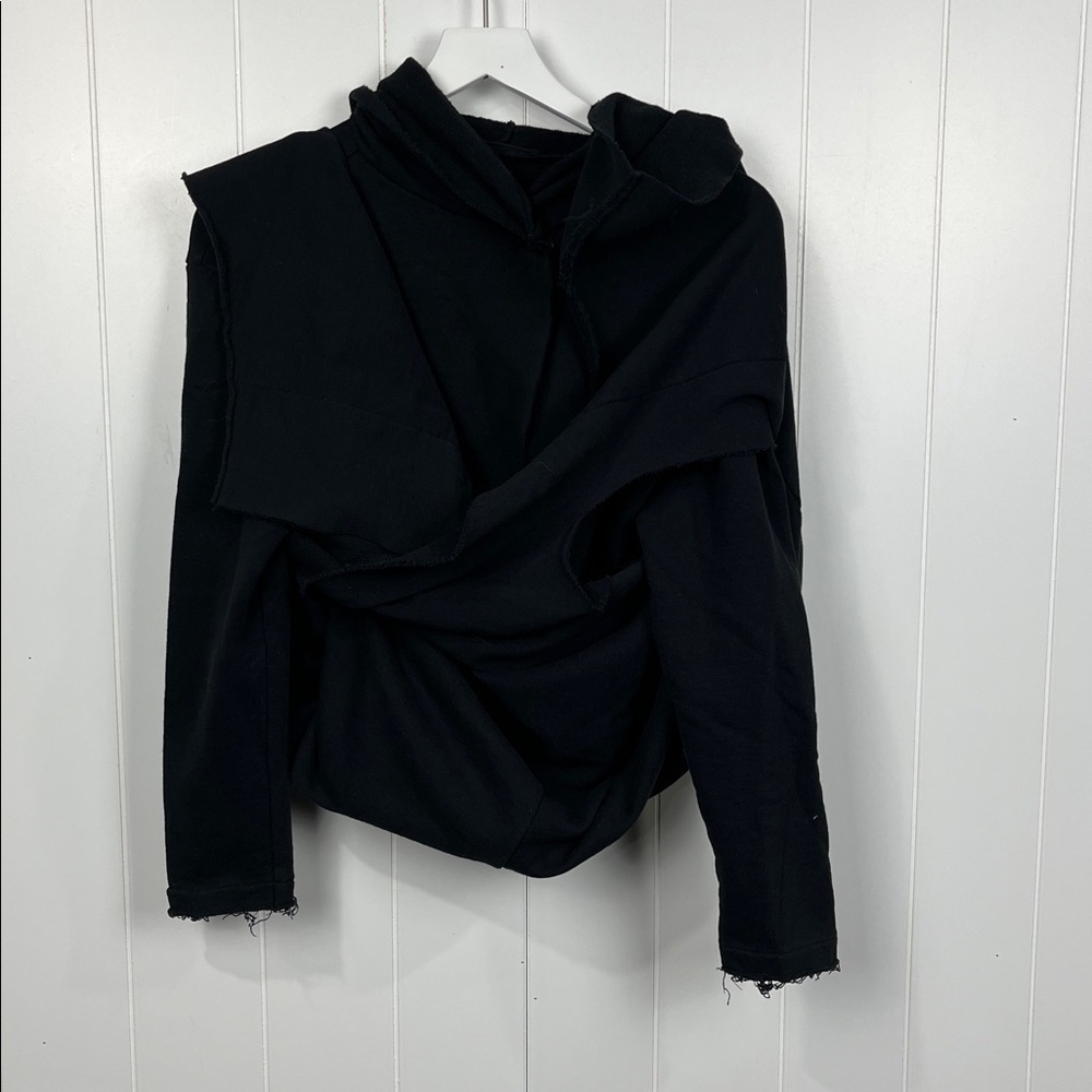 Nuovo Borgo (Italian) Womens Cardigan L Black Snap Button Pockets Raw Seams EUC - Picture 10 of 13